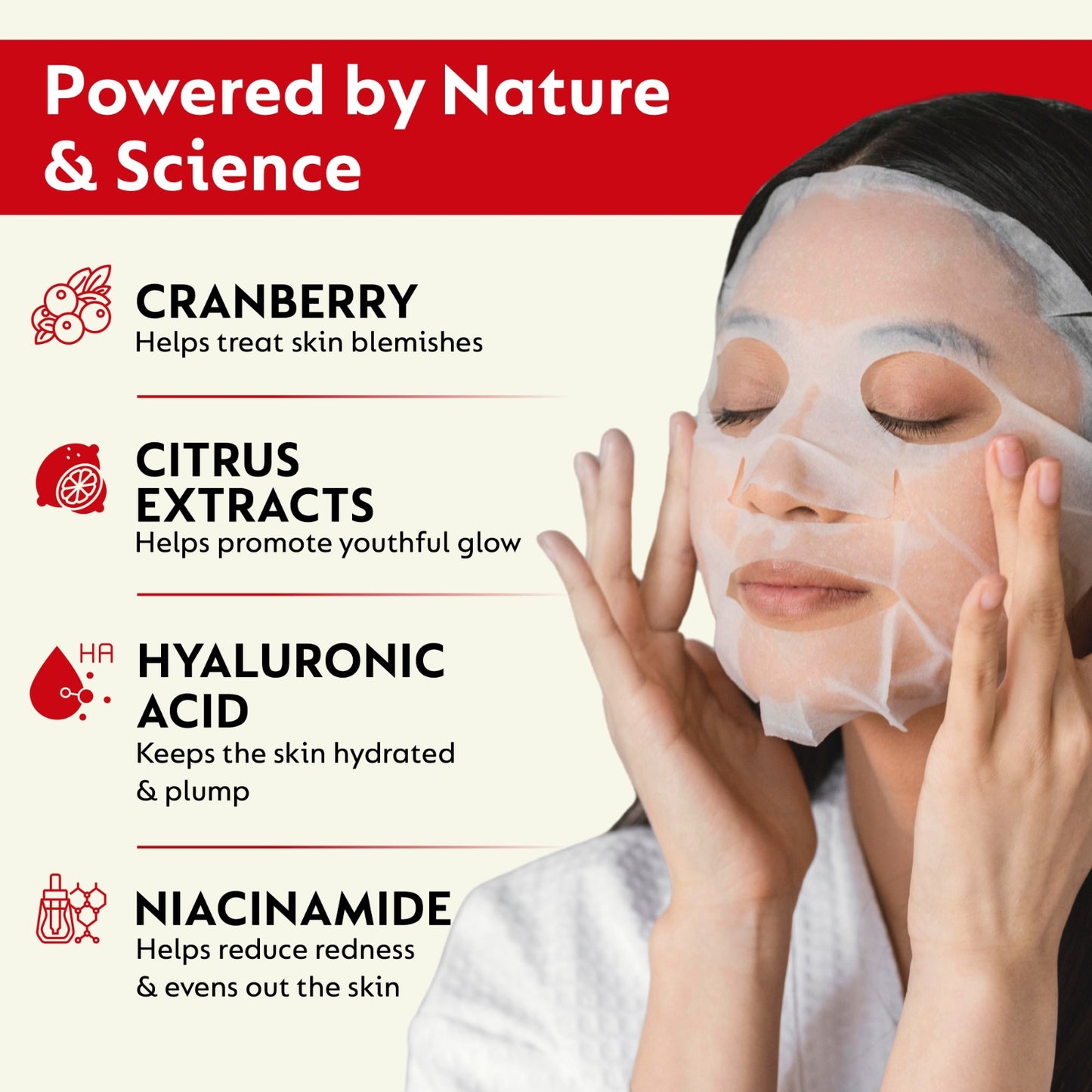 In'Lief Sheet Mask Pack of 2 - 25ml | Vitamic C | Hyaluronic Acid | Rich in Peptides & Collagen