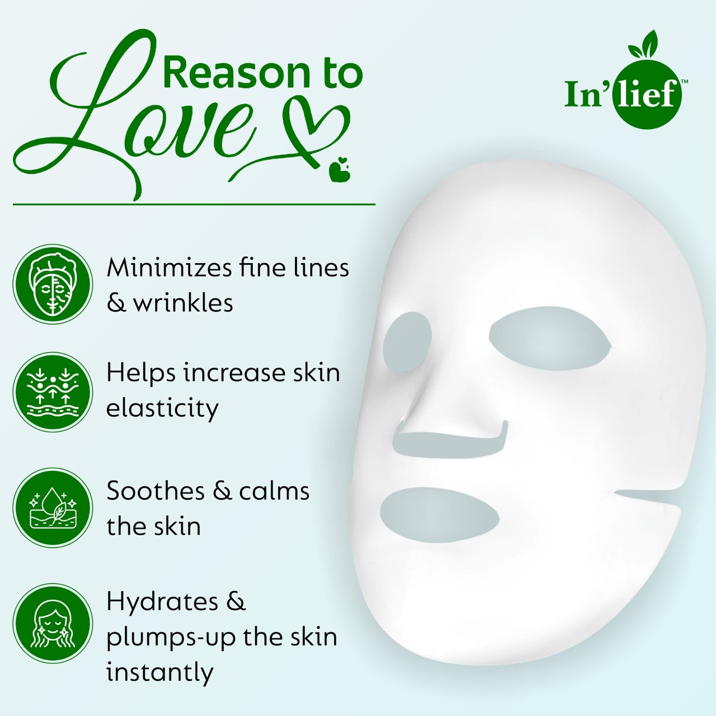 In'Lief Sheet Mask Pack of 2 - 25ml | Vitamic C | Hyaluronic Acid | Rich in Peptides & Collagen