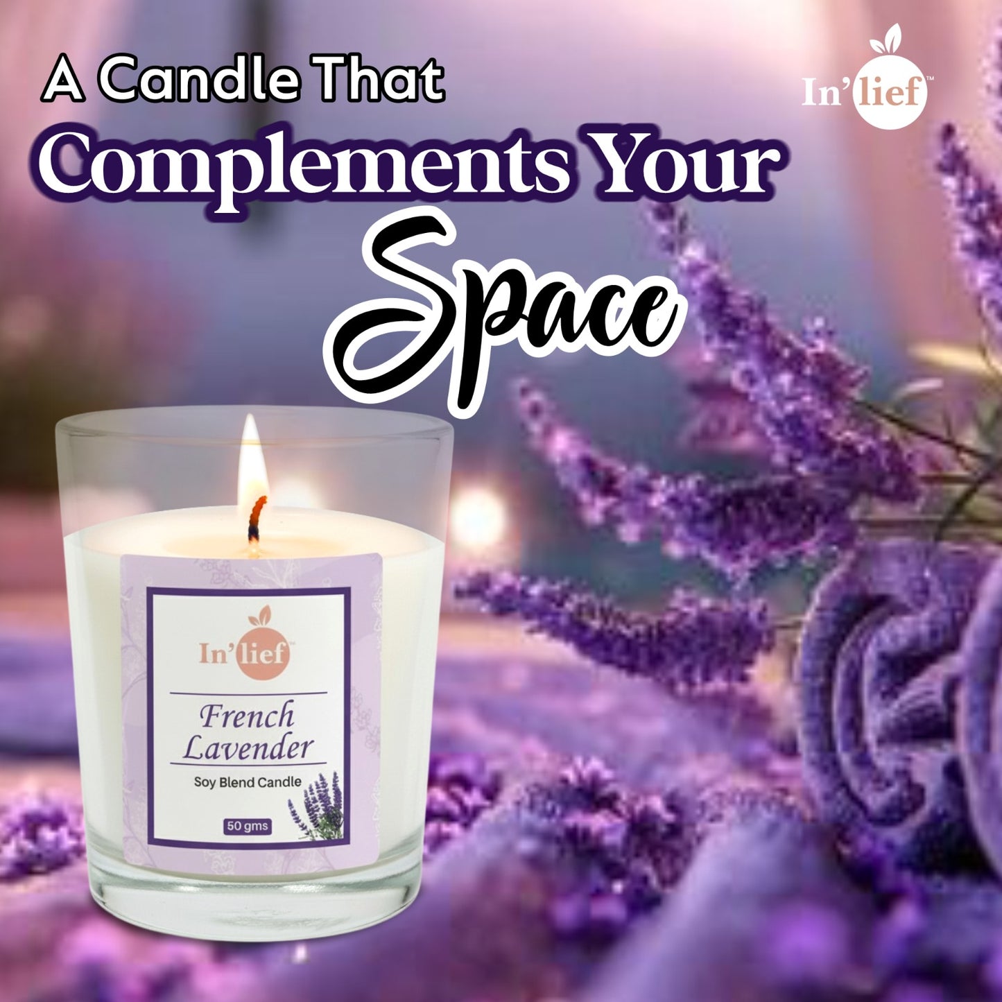 In'lief Shot Glass Candle | French Lavender | 50gms