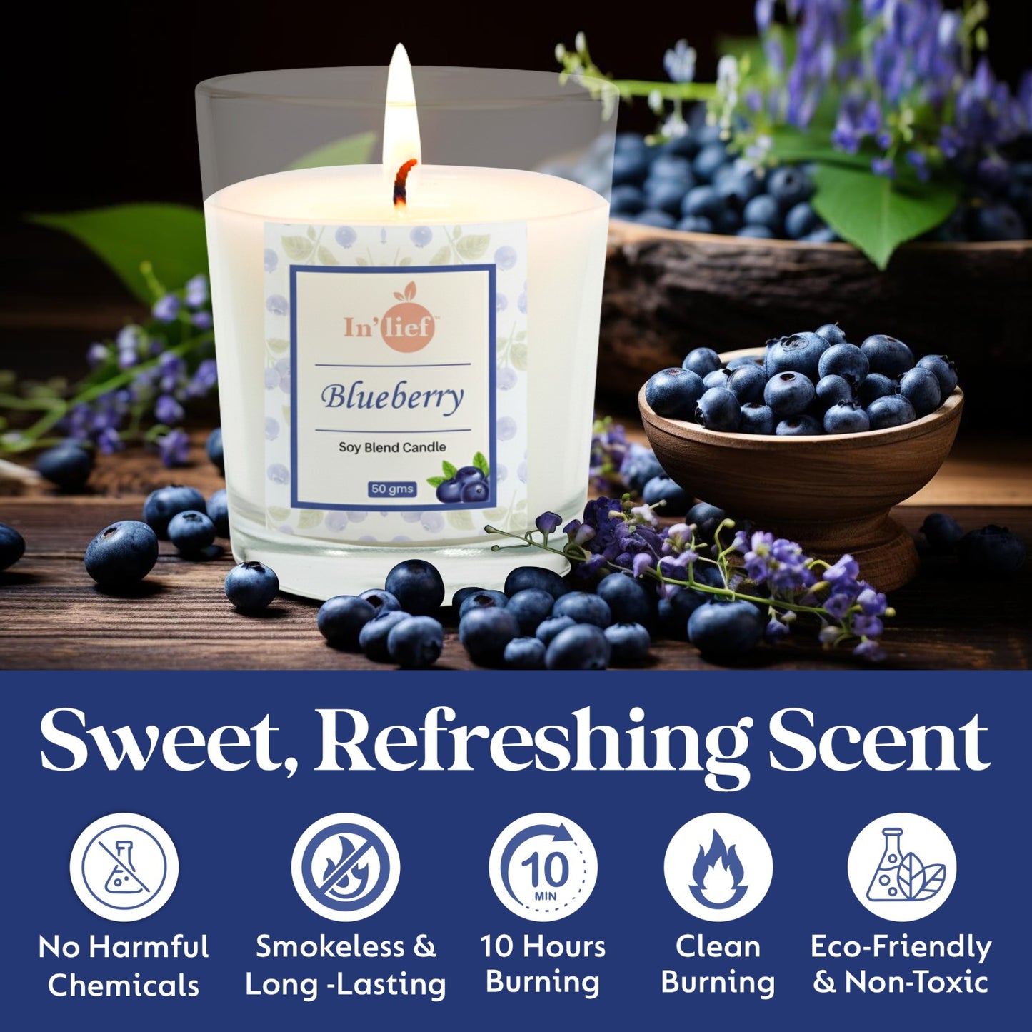 In'lief Shot Glass Candle | Blueberry | 50gms