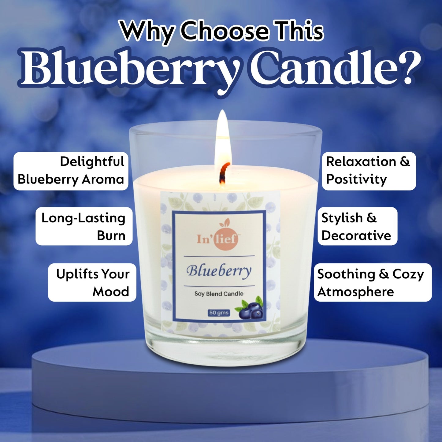 In'lief Shot Glass Candle | Blueberry | 50gms