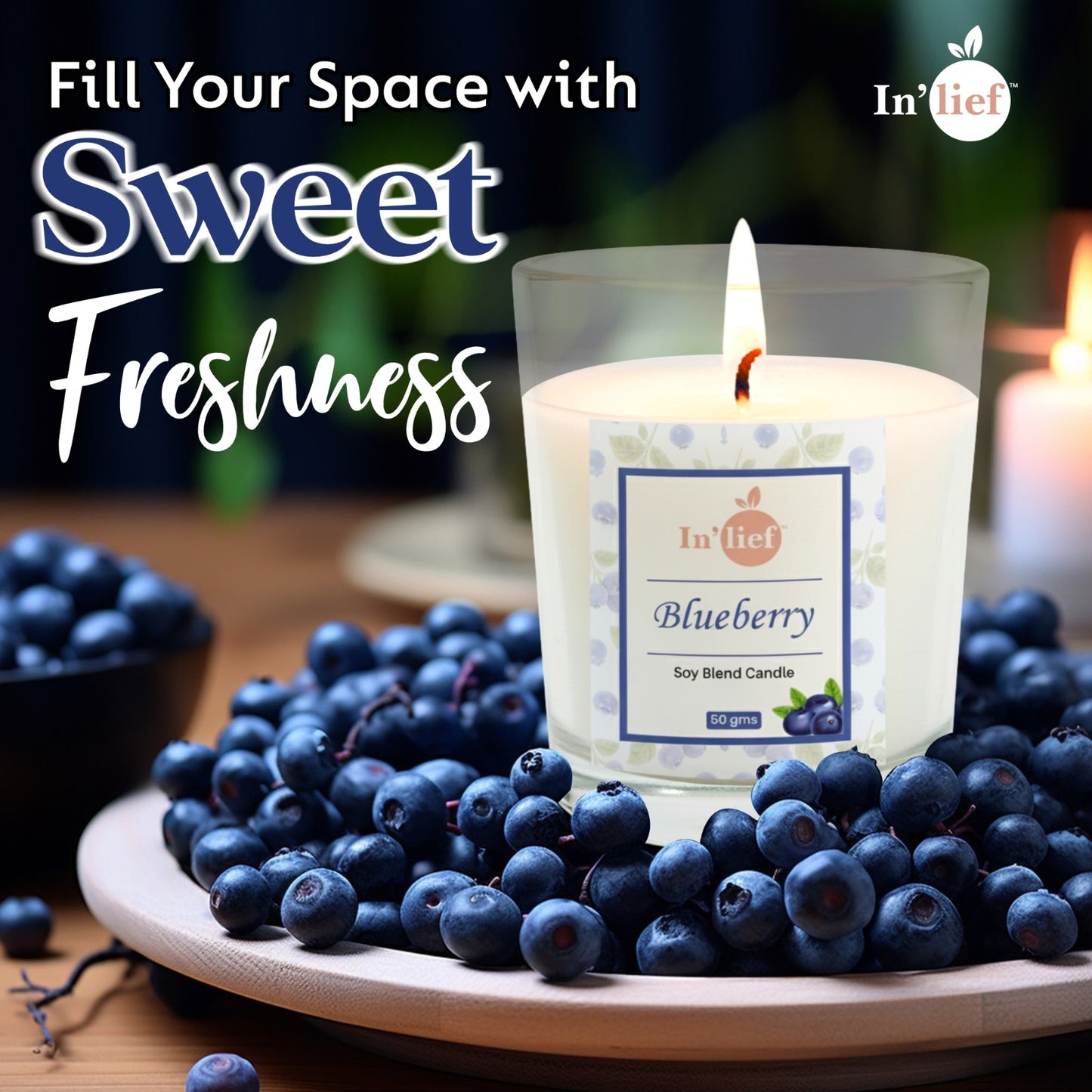 In'lief Shot Glass Candle | Blueberry | 50gms