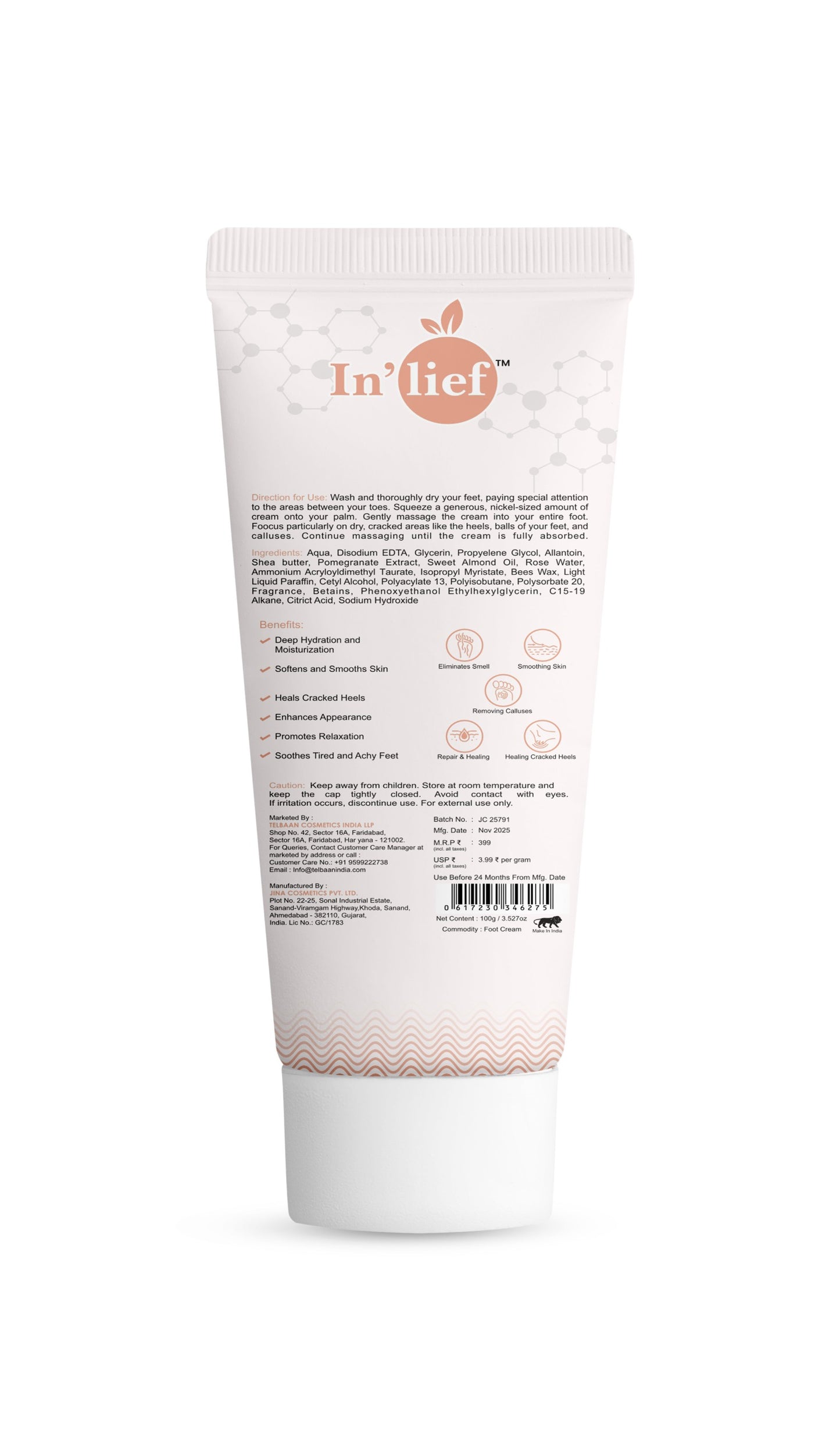 Deep Moisturizing Foot Cream with Shea Butter & Pomegranate Extract – Softens Dry, Cracked Heels | Non-Greasy, Fast Absorbing | Nourishing Daily Foot Care