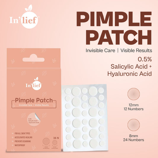 Acne Pimple Patch – Hydrocolloid Spot Treatment | Invisible, Overnight Healing | 0.5% Salicylic + Hyaluronic Acid (36 Patches)