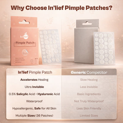 Acne Pimple Patch – Hydrocolloid Spot Treatment | Invisible, Overnight Healing | 0.5% Salicylic + Hyaluronic Acid (36 Patches)