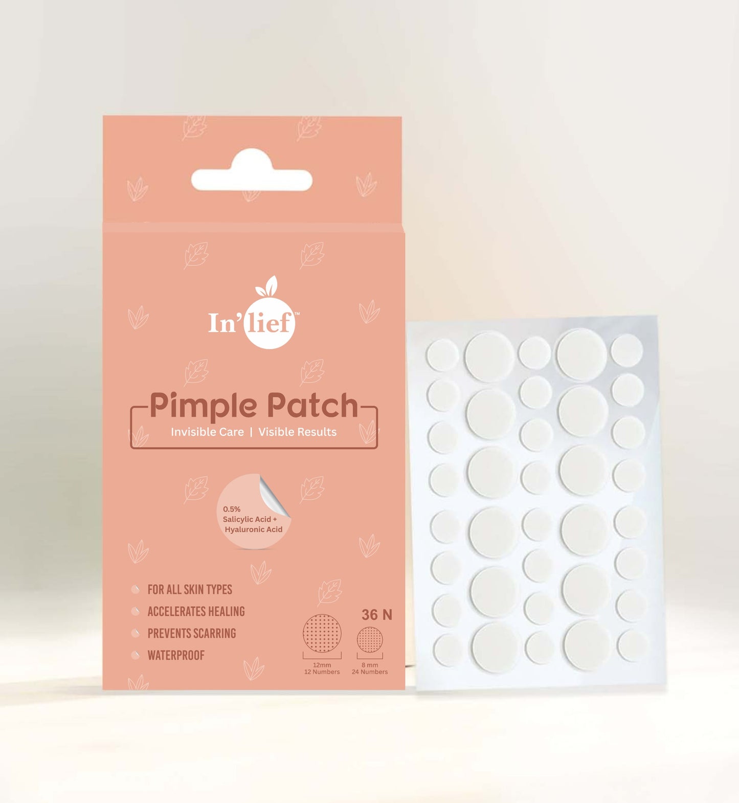 Acne Pimple Patch – Hydrocolloid Spot Treatment | Invisible, Overnight Healing | 0.5% Salicylic + Hyaluronic Acid (36 Patches)
