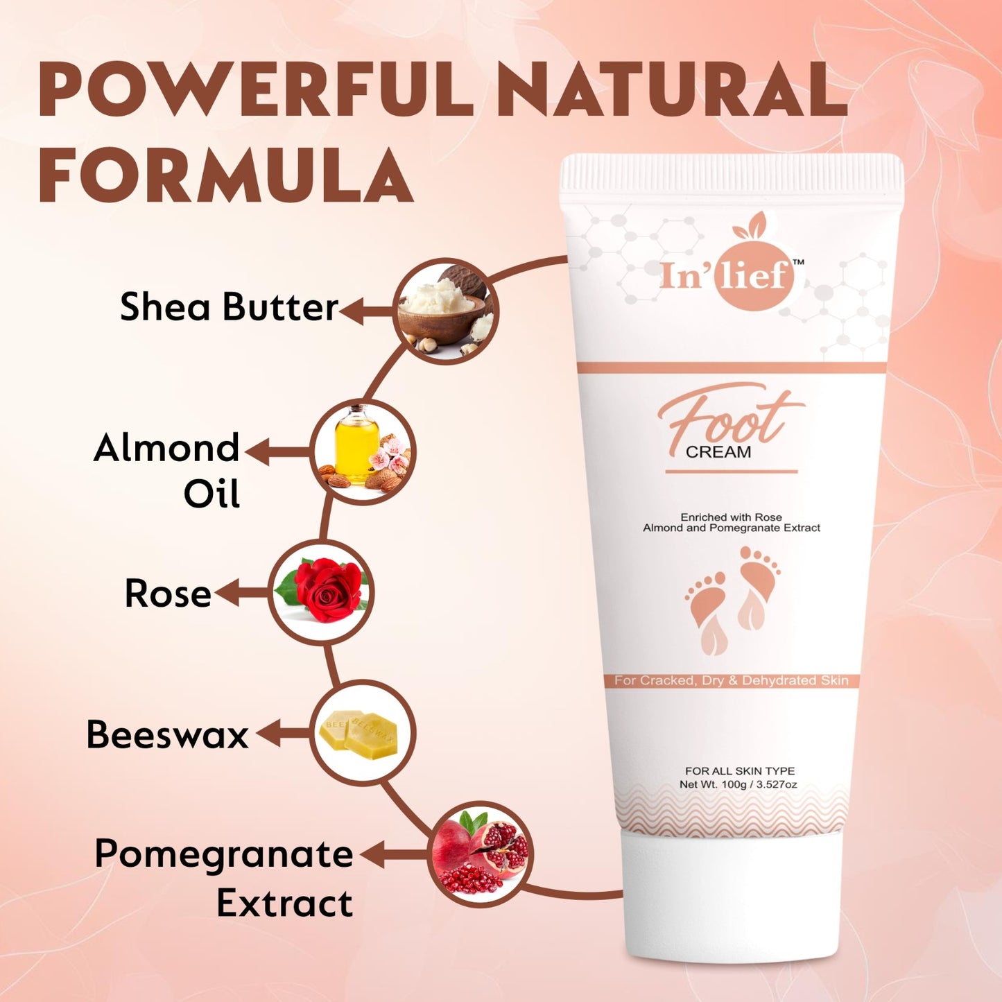 Deep Moisturizing Foot Cream with Shea Butter & Pomegranate Extract – Softens Dry, Cracked Heels | Non-Greasy, Fast Absorbing | Nourishing Daily Foot Care