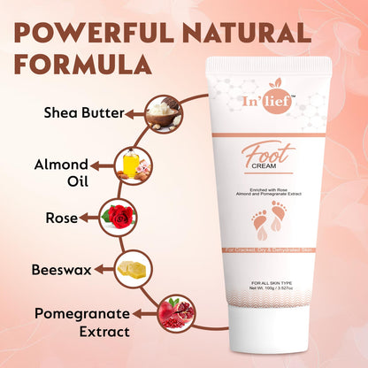 Deep Moisturizing Foot Cream with Shea Butter & Pomegranate Extract – Softens Dry, Cracked Heels | Non-Greasy, Fast Absorbing | Nourishing Daily Foot Care