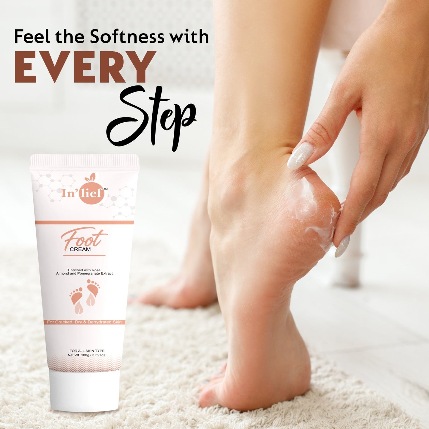 Deep Moisturizing Foot Cream with Shea Butter & Pomegranate Extract – Softens Dry, Cracked Heels | Non-Greasy, Fast Absorbing | Nourishing Daily Foot Care