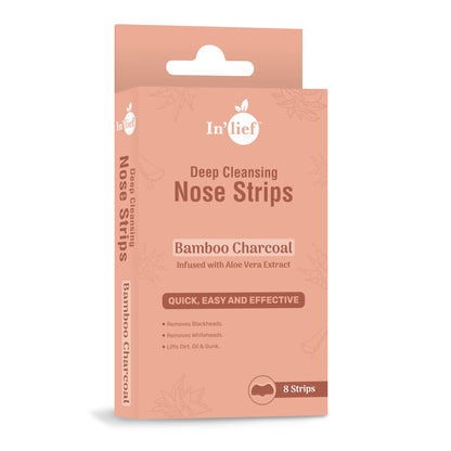 Deep Cleansing Nose Strips | Bamboo Charcoal | Blackhead & Whitehead Remover with Aloe Vera (Pack of 8)