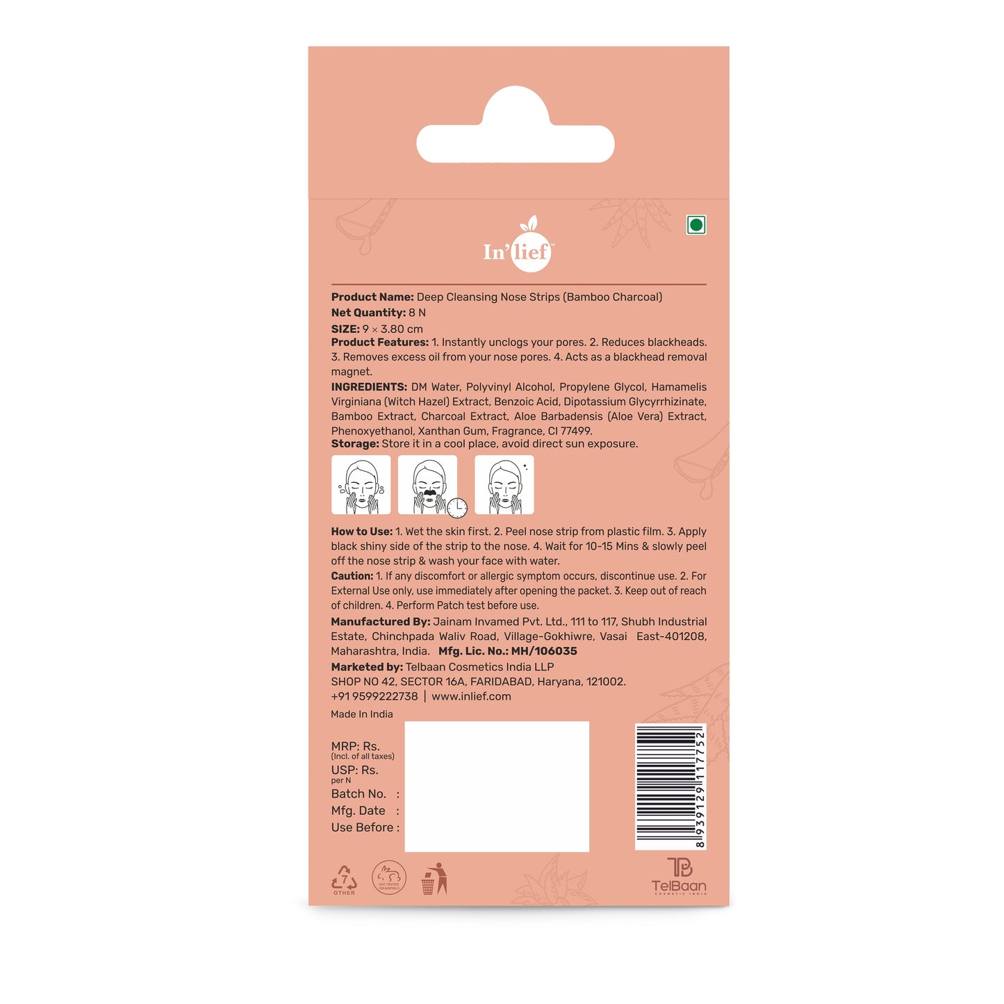 Deep Cleansing Nose Strips | Bamboo Charcoal | Blackhead & Whitehead Remover with Aloe Vera (Pack of 8)