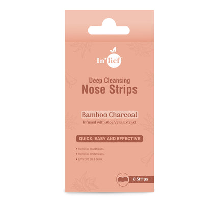 Deep Cleansing Nose Strips | Bamboo Charcoal | Blackhead & Whitehead Remover with Aloe Vera (Pack of 8)