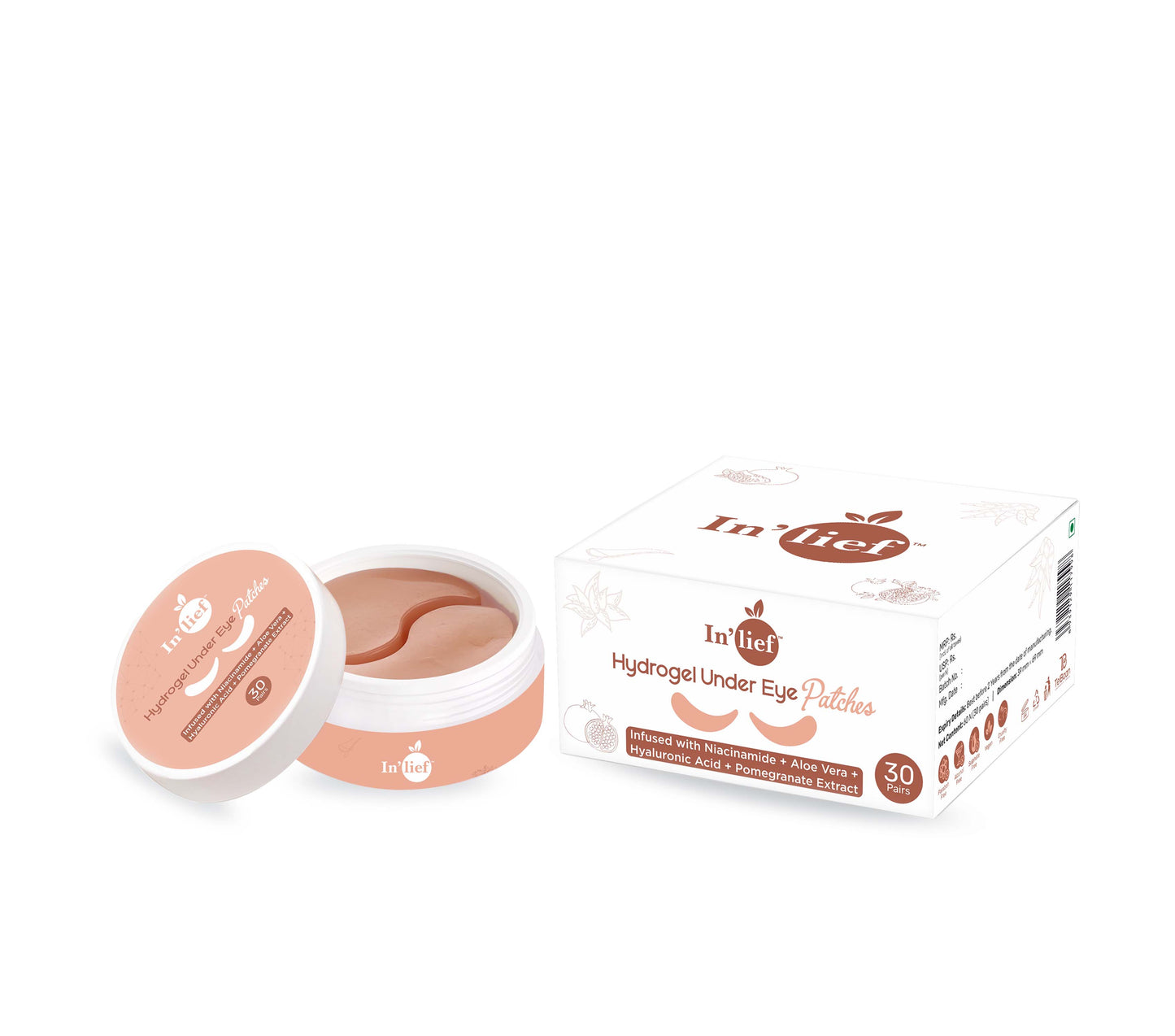 Hydrogel Under Eye Patch (30 Pairs) | Infused with Niacinamide, Aloe Vera, Hyaluronic Acid & Pomegranate Extract