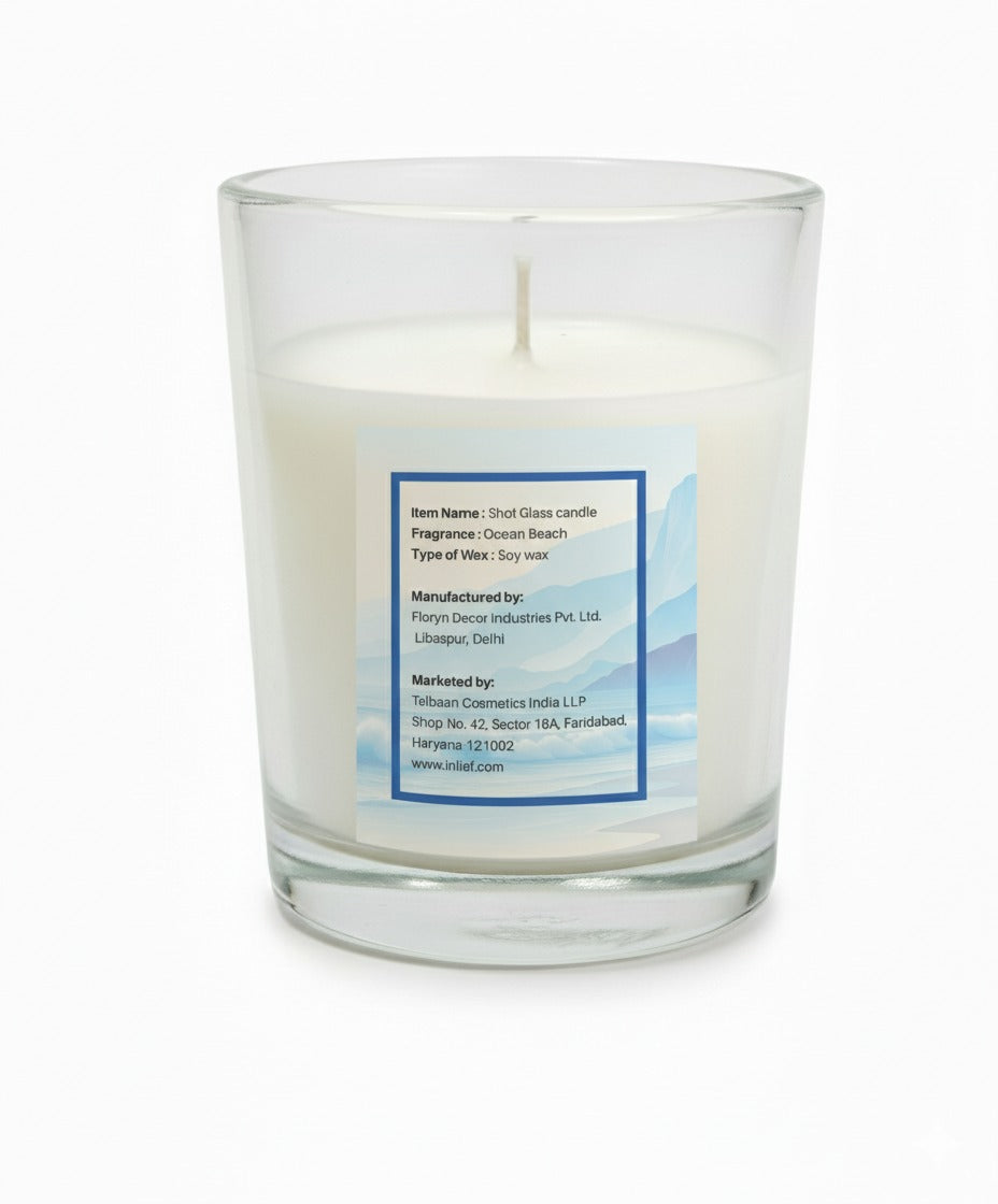 In'lief Shot Glass Candle | Ocean Beach | 50gms