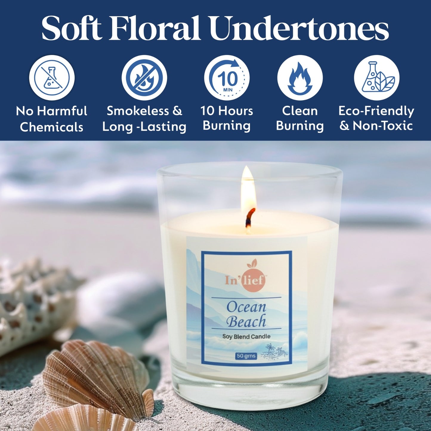 In'lief Shot Glass Candle | Ocean Beach | 50gms