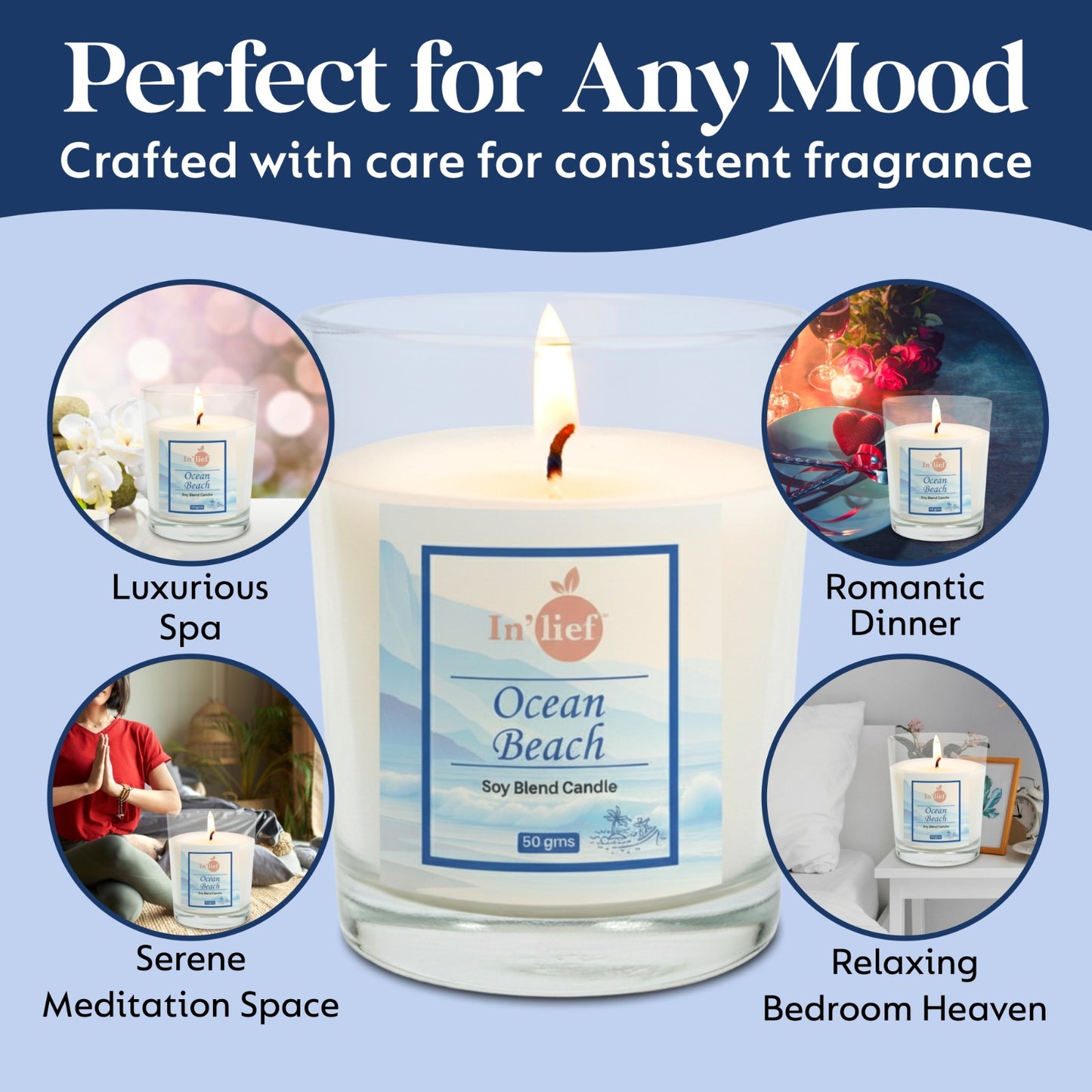 In'lief Shot Glass Candle | Ocean Beach | 50gms