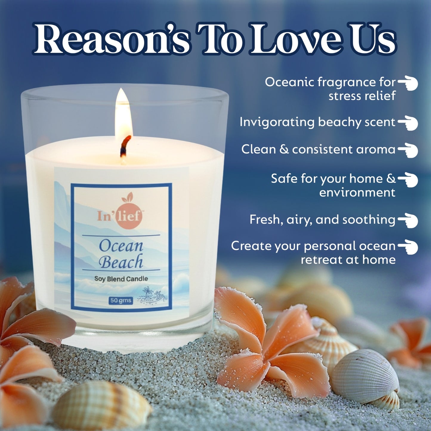 In'lief Shot Glass Candle | Ocean Beach | 50gms
